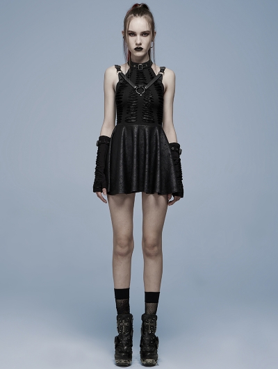 Black Gothic Punk Sexy Spider Web Short Dress