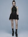 Black and Green Gothic Punk Sexy Spider Web Short Dress