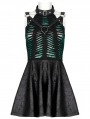 Black and Green Gothic Punk Sexy Spider Web Short Dress