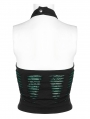 Green and Black Gothic Daily Wear Spider Pattern Vest Top for Women