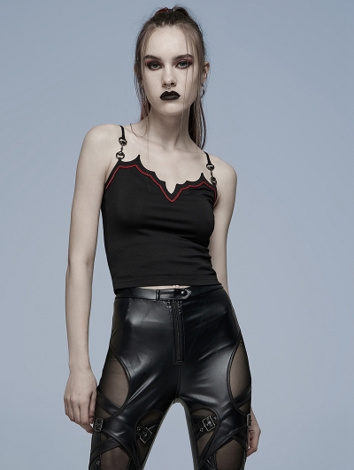 Black and Red Gothic Daily Wear Bat Camisoles for Women