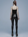 Black Gothic Skinny PU Leather Long Pants for Women