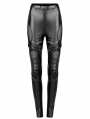 Black Gothic Skinny PU Leather Long Pants for Women