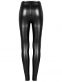 Black Gothic Skinny PU Leather Long Pants for Women