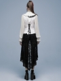 White Gothic Asymmetric Jacquard Long Sleeve Shirt for Women