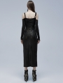 Black Gothic Off-the-Shoulder Long Sleeve Sexy Split Dress