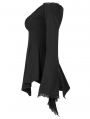 Black Gothic Off-the-Shoulder Long Sleeve Irregular T-Shirt for Women