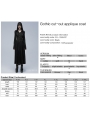 Black Gothic Hollow-out Lace Applique Long Hooded Trench Coat for Women