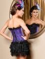 Purple and Black Floral Pattern Overbust Gothic Corset