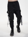 Black Gothic Punk Pentagram Casual Long Cargo Trousers for Men