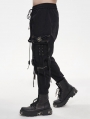 Black Gothic Punk Pentagram Casual Long Cargo Trousers for Men