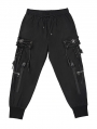 Black Gothic Punk Pentagram Casual Long Cargo Trousers for Men