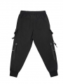 Black Gothic Punk Pentagram Casual Long Cargo Trousers for Men