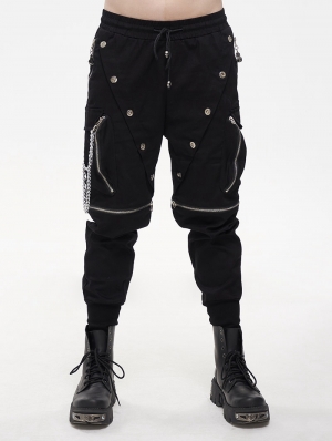 Black Gothic Punk Rock Detachable Casual Two Wear Cargo Pants for Men