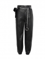 Black Gothic Punk PU Leather Daily Wear Long Cargo Pants for Women