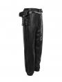 Black Gothic Punk PU Leather Daily Wear Long Cargo Pants for Women