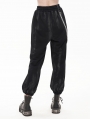 Black Gothic Punk Street Fashion Chain Loose Long Cargo Pants for Women