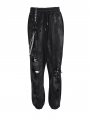 Black Gothic Punk Street Fashion Chain Loose Long Cargo Pants for Women