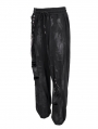 Black Gothic Punk Street Fashion Chain Loose Long Cargo Pants for Women