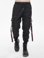 Black Gothic Punk Fashion Daily Wear Long Cargo Trousers for Men