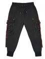 Black Gothic Punk Fashion Daily Wear Long Cargo Trousers for Men