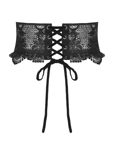 Black Gothic Noble Embroidered Underbust Corset Waistband for Women