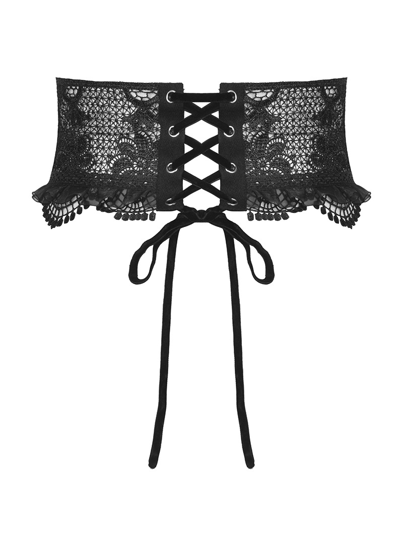 Black Gothic Noble Embroidered Underbust Corset Waistband for Women
