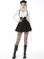 Black Gothic Punk Rock Pleated Daily Wear Short Suspender Skirt