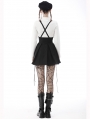 Black Gothic Punk Rock Pleated Daily Wear Short Suspender Skirt