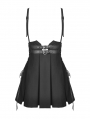 Black Gothic Punk Rock Pleated Daily Wear Short Suspender Skirt