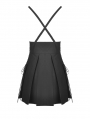 Black Gothic Punk Rock Pleated Daily Wear Short Suspender Skirt