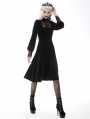 Black Elegant Gothic Velvet Daily Wear Long Sleeve Dress