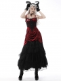 Wine Red Gothic Noble Queen Diamond Velvet Short Party Dress