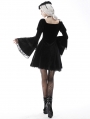 Black Gothic Victorian Velvet Long Sleeves Short Dress