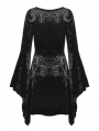 Black Gothic Bat Diamond Velvet Long Sleeve Short Dress