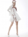 White Gothic Long Puff Sleeve Short Dress