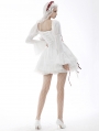 White Gothic Long Puff Sleeve Short Dress