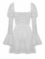 White Gothic Long Puff Sleeve Short Dress