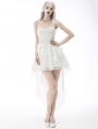 White Gothic Butterfly Lace High-Low Wedding Party Dress