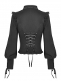 Black Gothic Hollow-Out Long Sleeve Casual Blouse for Women