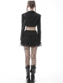 Black Gothic Punk Bat Chain Fashion Crop Jacket for Women