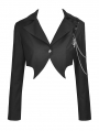 Black Gothic Punk Bat Chain Fashion Crop Jacket for Women