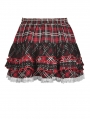 Black and Red Plaid Gothic Grunge Mesh Sweet Mini Skirt