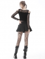 Black Gothic Punk Rock Pleated Mini Skirt With Bag