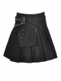 Black Gothic Punk Rock Pleated Mini Skirt With Bag