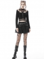 Black Gothic Punk Mesh Flap Mini Skirt