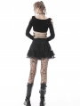 Black Gothic Punk Mesh Flap Mini Skirt