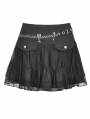 Black Gothic Punk Mesh Flap Mini Skirt