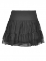 Black Gothic Punk Mesh Flap Mini Skirt