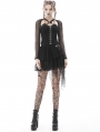 Black Gothic Punk Lace Irregular Net Mini Skirt